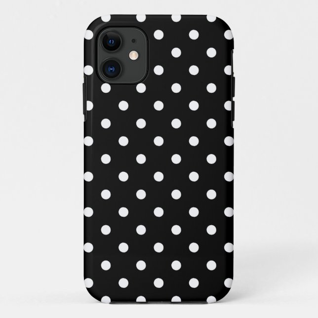 Coques Case-Mate iPhone Pois blanc moyen sur le noir (Dos)