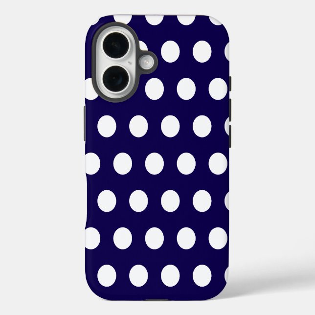 Coques Case-Mate iPhone Pois blancs audacieux sur bleu marine (Verso)
