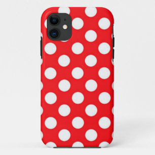 Coque iPhone 11 Pois blancs sur Arrière - plan rouge