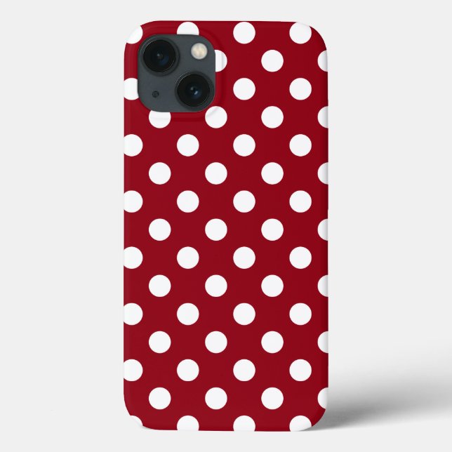 Coques Case-Mate iPhone Pois blancs sur Crimson Red (Verso)