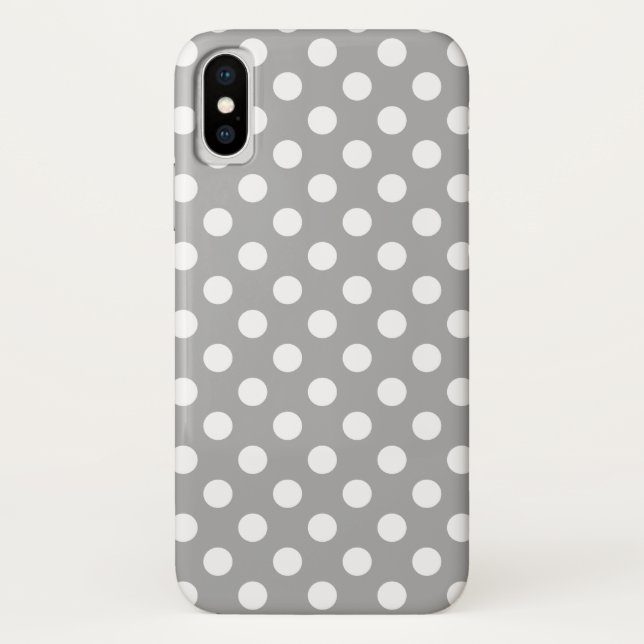 Coques Case-Mate iPhone Pois blancs sur gris (Dos)