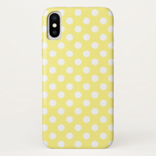Coque iPhone X Pois blancs sur jaune citron
