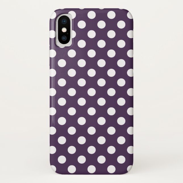 Coques Case-Mate iPhone Pois blancs sur prune violette (Dos)