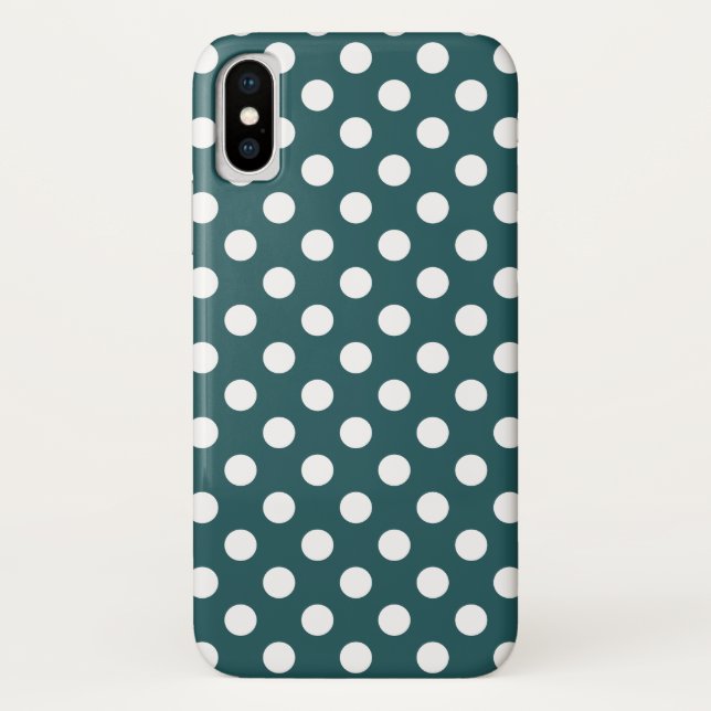 Coques Case-Mate iPhone Pois blancs sur turquoise (Dos)