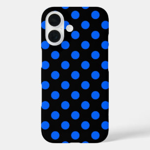 Coques iPhone 16 Pois bleu et noir