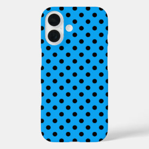 Coques iPhone 16 Pois bleu et noir