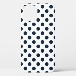 Coque iPhone 12 Pois bleu marine foncé