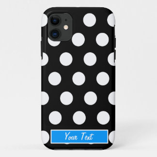 Coques Pour iPhone Pois bleu noir/blanc - personnalisez