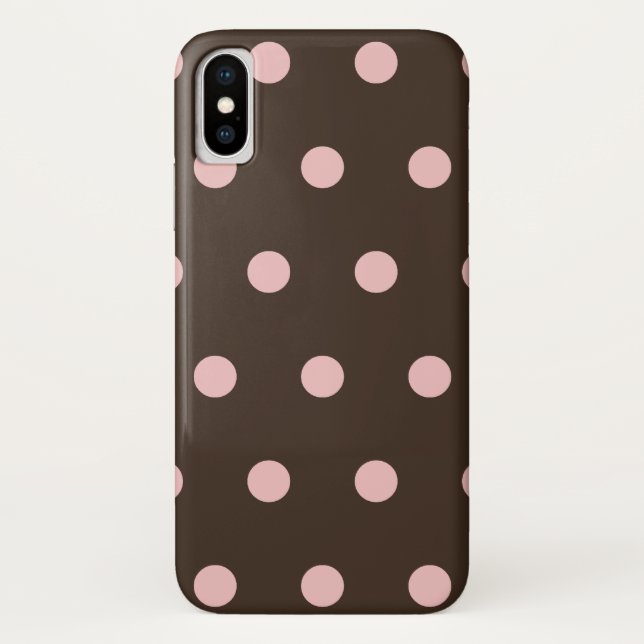 Coques Case-Mate iPhone Pois Brown et roses (Dos)