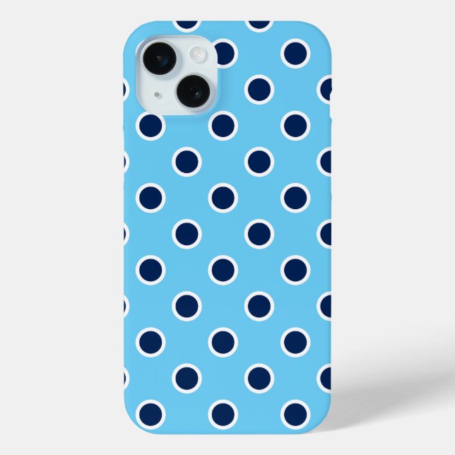 Coques Case-Mate iPhone Pois de la Marine sur Bright Blue (Verso)