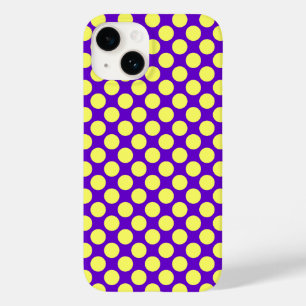 Coque Pour iPhone 14 Pois jaunes avec Arrière - plan pourpre STaylor