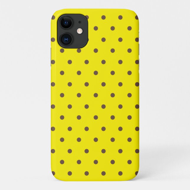 Coques Case-Mate iPhone pois marron sur jaune (Dos)