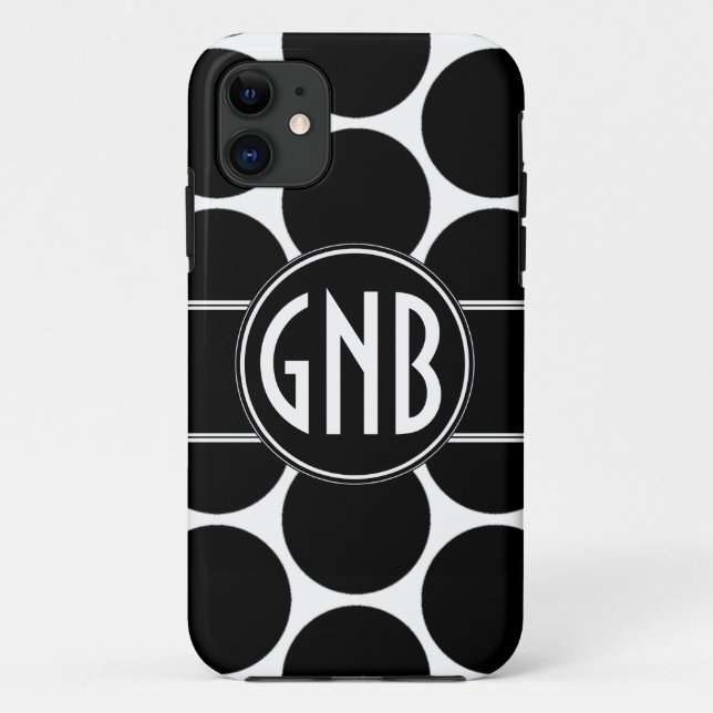 COQUES Case-Mate iPhone POIS NOIR D'INITIALES DE MONOGRAMME (Dos)