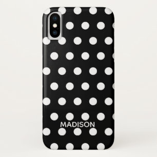 Case-Mate iPhone Case Pois noir et blanc Nom personnalisé