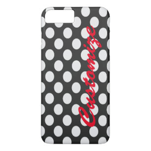 Coque iPhone 8 Plus/7 Plus Pois noir et blanc personnalisé