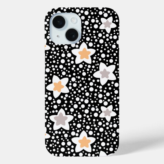 Coques Case-Mate iPhone Pois noir et blanc rétro avec étoiles (Verso)