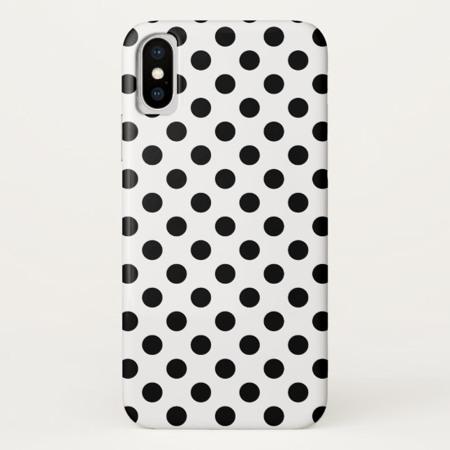 Coques Case-Mate iPhone Pois noirs en blanc (Dos)