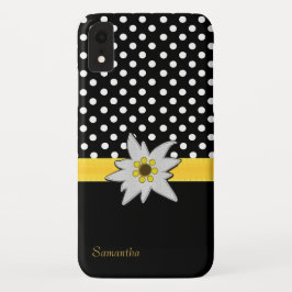 Case-Mate iPhone Case Pois noirs et blancs et Edelweiss