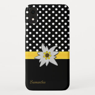Case-Mate iPhone Case Pois noirs et blancs et Edelweiss