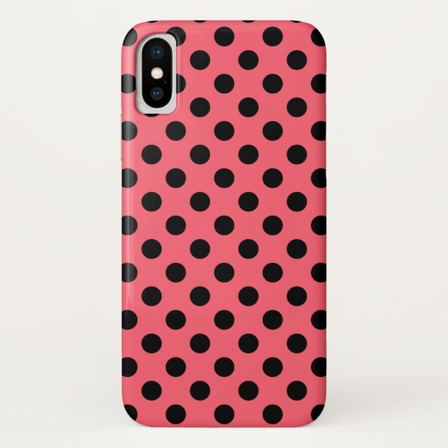 Coques Case-Mate iPhone Pois noirs sur corail (Dos)