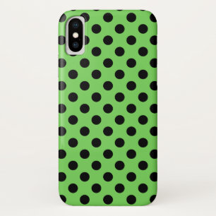 Coques Pour iPhone Pois noirs sur vert citron
