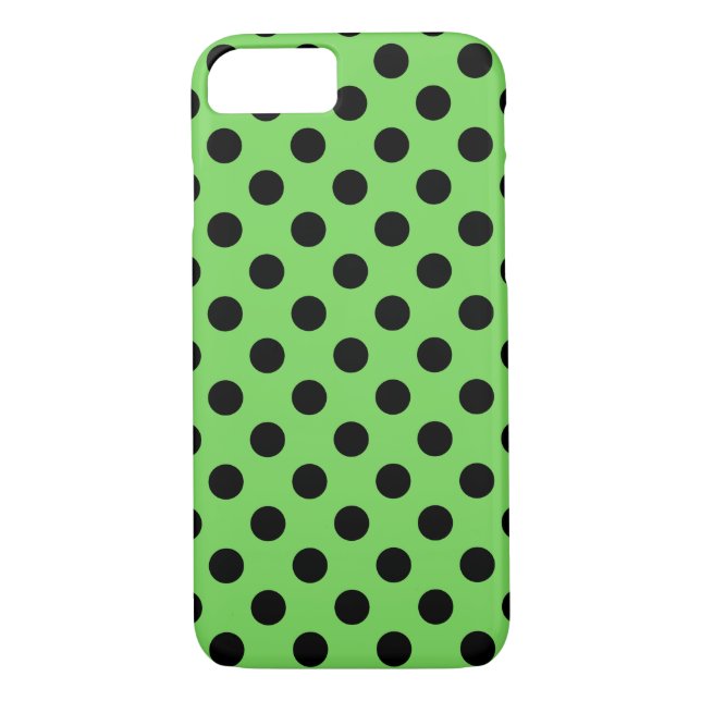 Coques Case-Mate iPhone Pois noirs sur vert citron (Dos)