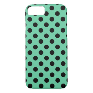 Coque iPhone 8/7 Pois noirs sur vert menthe