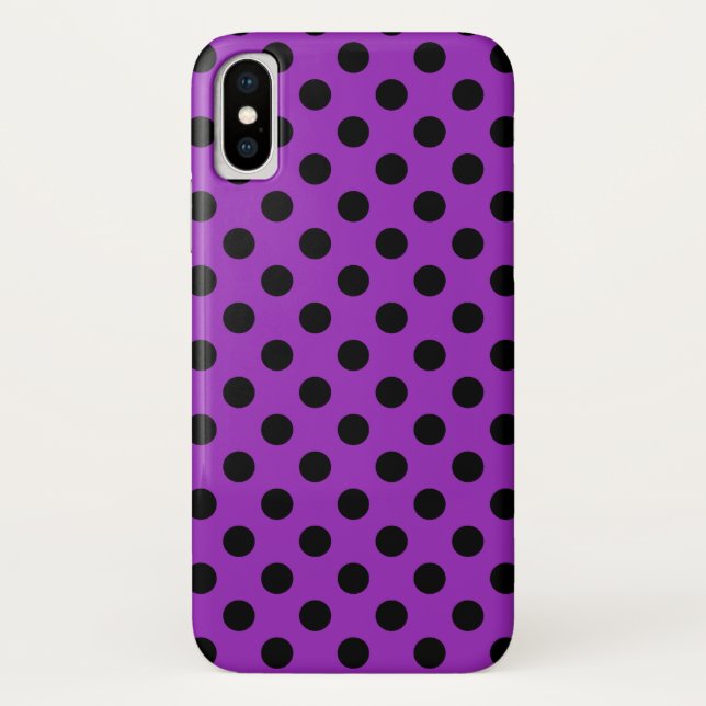 Coques Case-Mate iPhone Pois noirs sur violet (Dos)