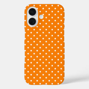 Coques iPhone 16 Pois orange et blanc