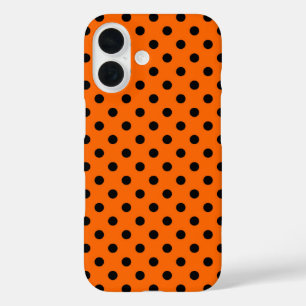 Coques iPhone 16 Pois orange et noir