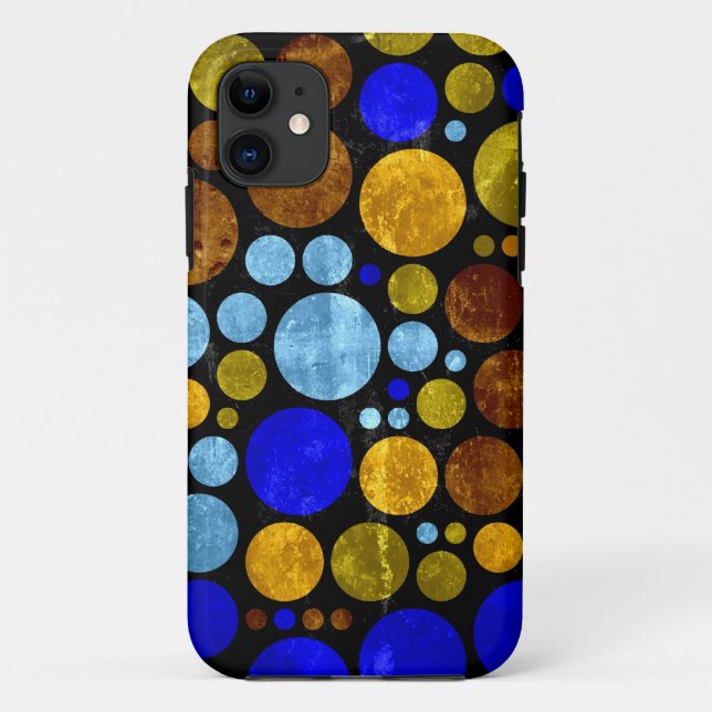 Coques Case-Mate iPhone Pois Retro Grunge | Aqua bleu jaune (Dos)