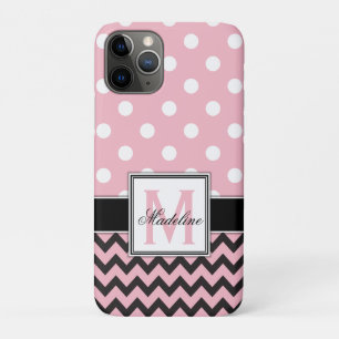 Case-Mate iPhone Case Pois roses et Chevron Monongram Mobile