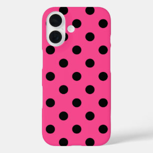 Coques iPhone 16 Pois roses et noirs