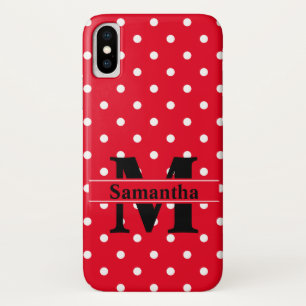 Coques Pour iPhone Pois rouges rétros, Personnalisés