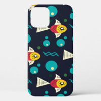 Poisson coloré avec vagues dans la mer. Géométrie