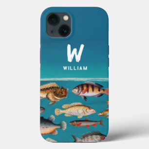 Case-Mate iPhone Case Poisson Coloré Monogramme Sous Océan Bleu