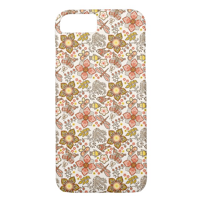 Coques Case-Mate iPhone Poisson Dragonfly Flower Orange Yellow Motif (Dos)