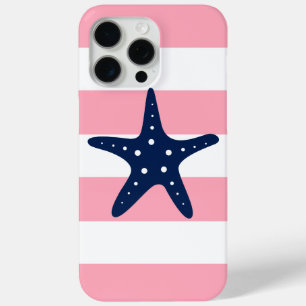 Coque iPhone 15 Pro Max Poisson étoilée bleue sur bandes roses