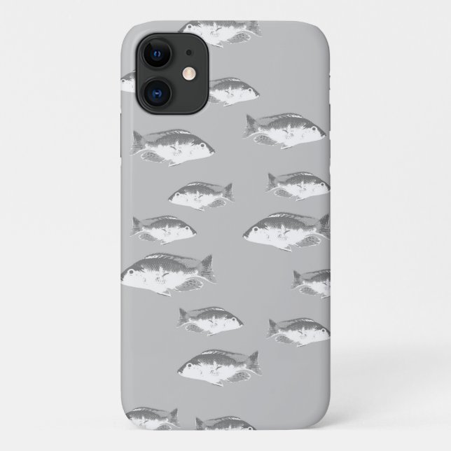 Coques Case-Mate iPhone Poisson gris monochrome (Dos)