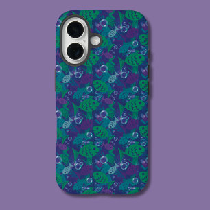 Coques iPhone 16 Poissons et bulles Vibrant Reef Motif