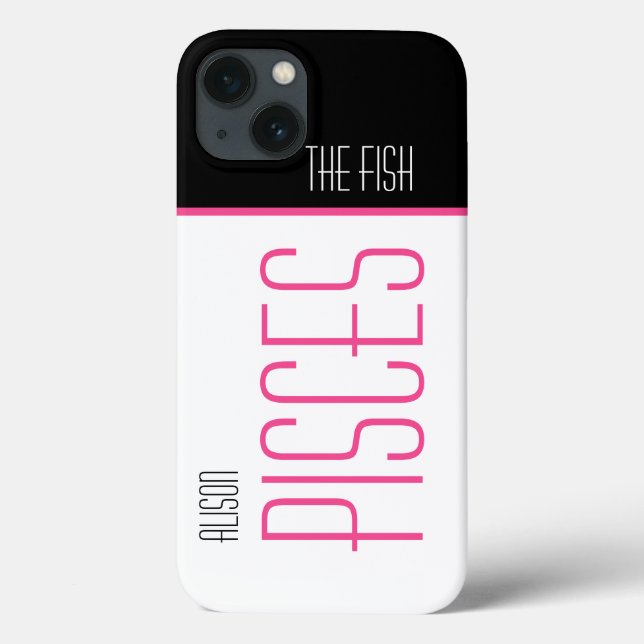 Coques Case-Mate iPhone Poissons Le Poisson Style Nom Texte Noir Rose (Verso)