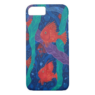 Case-Mate iPhone Case Poissons Rouges, Algues Mer Animaux Sous-marins Ar