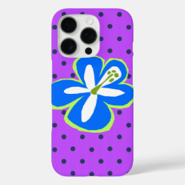 Coques iPhone 16 Pro Pokii Hawaïen coupe Hibiscus Polka Dot Violet