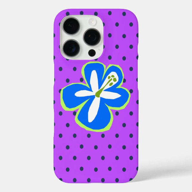 Coques Case-Mate iPhone Pokii Hawaïen coupe Hibiscus Polka Dot Violet (Verso)