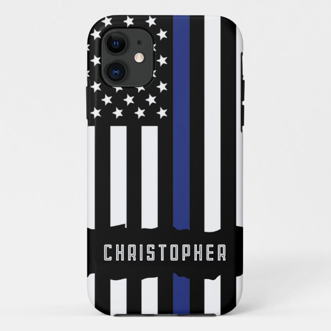 Coques Case-Mate iPhone Police de la ligne bleue mince (Dos)