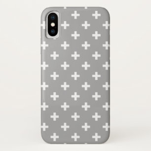 Case-Mate iPhone Case Polka blanche croise sur gris