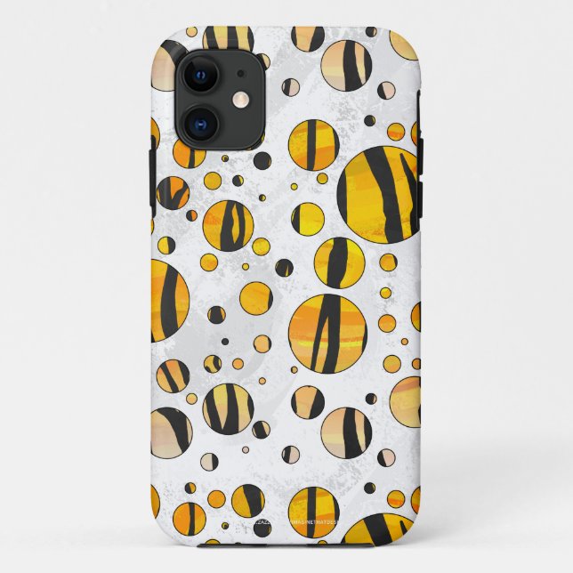 Coques Case-Mate iPhone Polka Dot Tiger noir et orange (Dos)