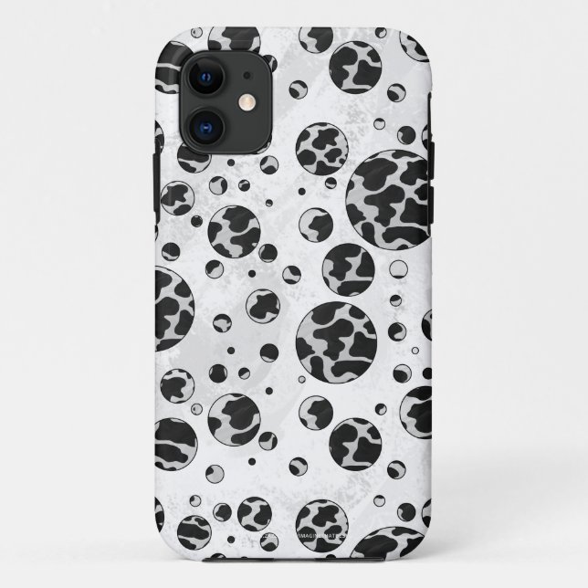 Coques Case-Mate iPhone Polka Dot Vache noir et blanc (Dos)