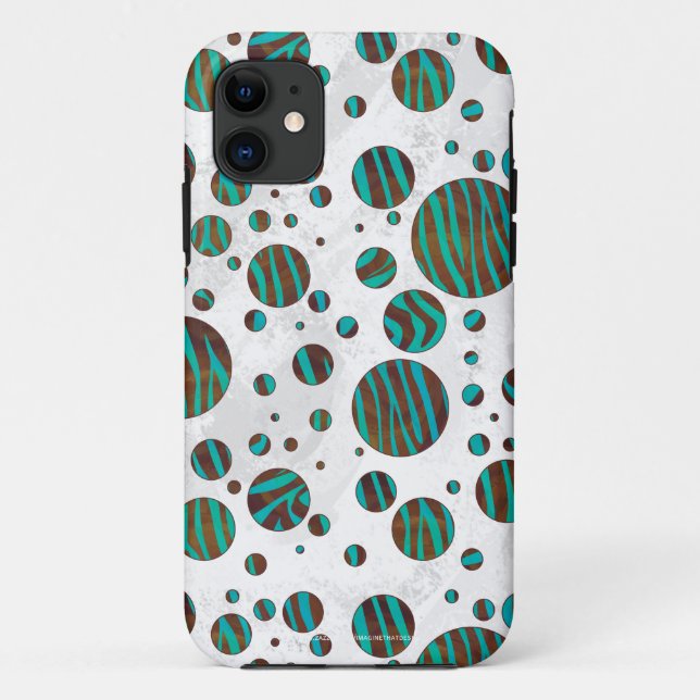 Coques Case-Mate iPhone Polka Dot Zebra Brown et Turquoise (Dos)