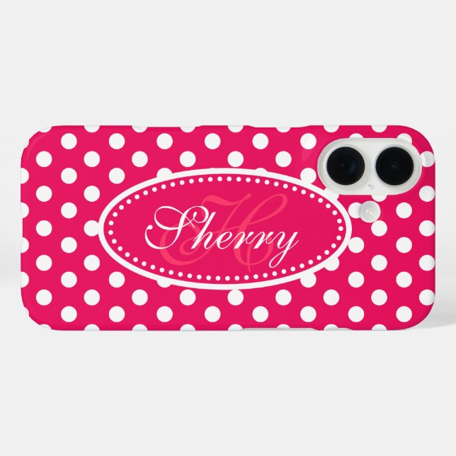 Coques Case-Mate iPhone Polka point personnalisé rouge rose blanc (Verso (horizontal))